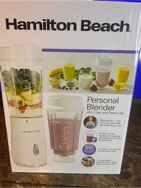 Hamilton Beach Personal Blender with 2 jars. White Unit. Unopened box
